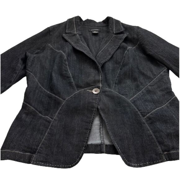 Ashley Stewart Blazer Button Front Denim Contrast Stitch Plus Jacket Size 14W - Picture 10 of 10